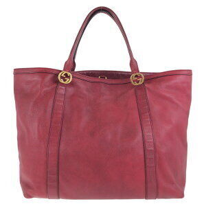Gucci Bag Shoulder Red Leather Tote Interlocking